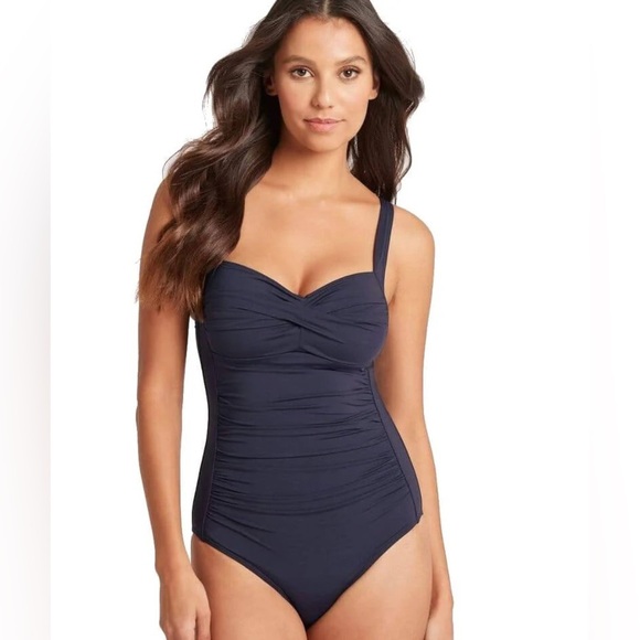 NEW Sea Level Essentials Twist Front A-DD Cup One Piece Swimsuit - Night Sky - Picture 3 of 11